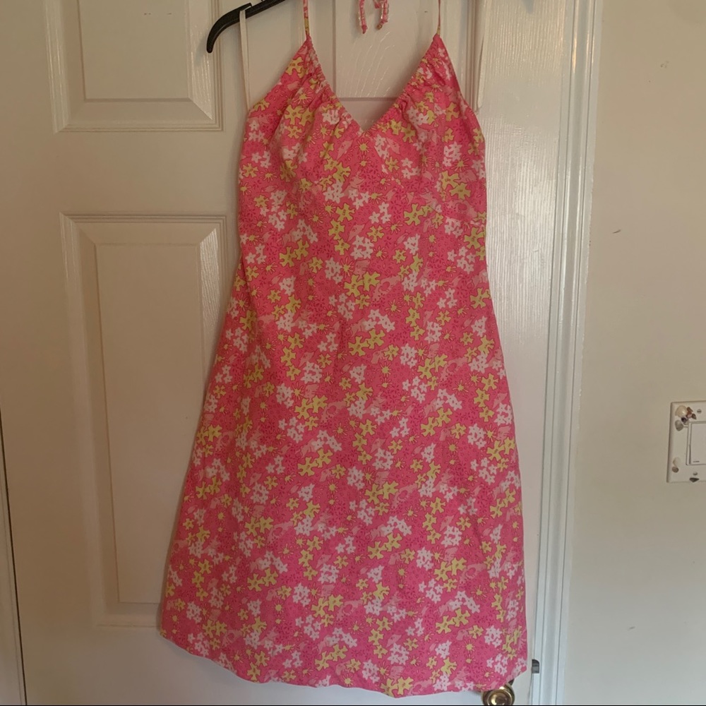 VINTAGE LILLY PULITZER HAPPY HIPPO HALTER DRESS